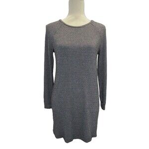 Lou & Grey Houndstooth Sweater Dress Long Sleeve Black White Womens XS Career